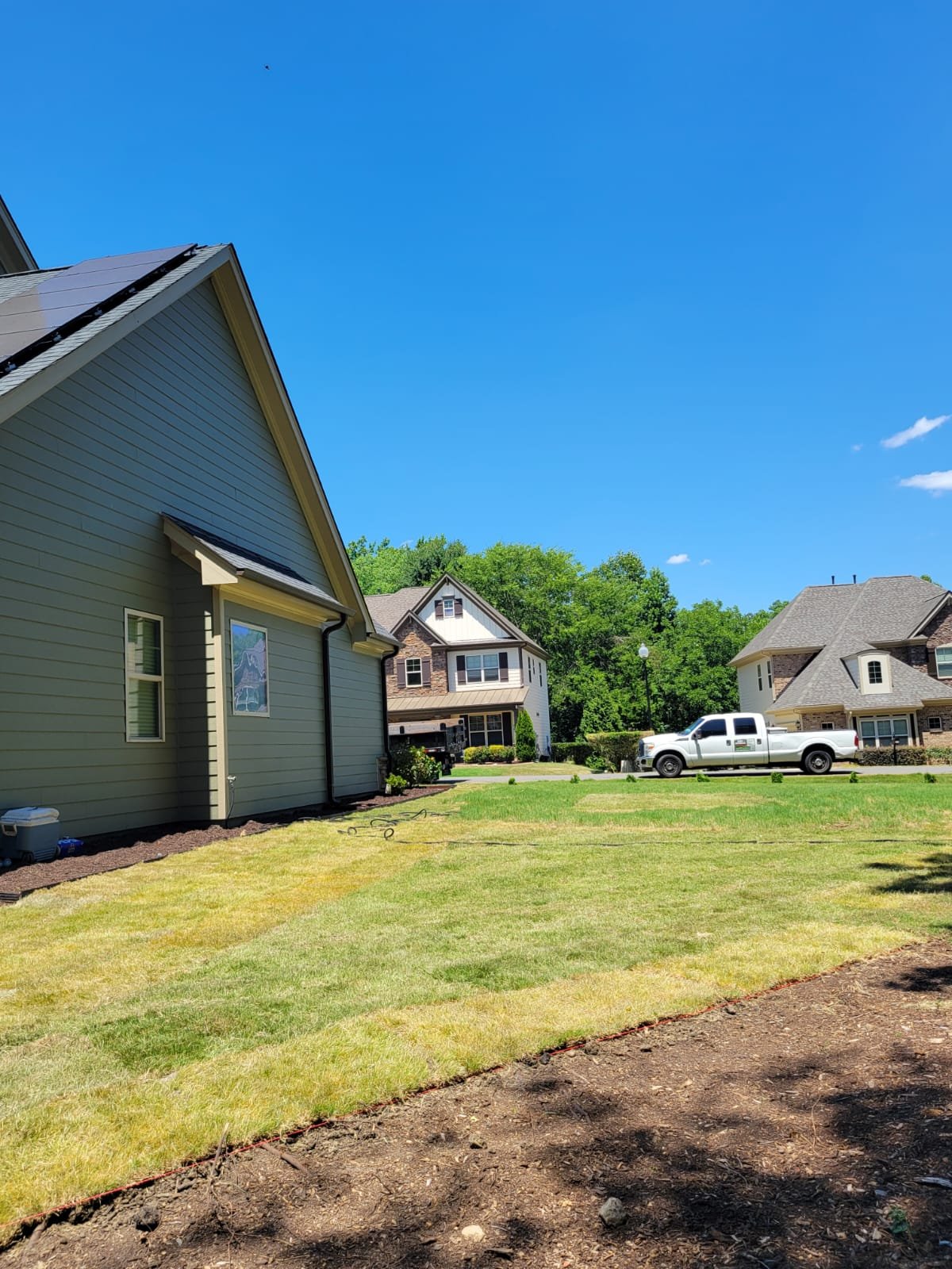 Residential lawn installation in neighborhood