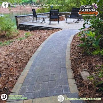 Paver walkway installation in progress