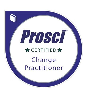 Prosci® Certified Change Practitioner purple border with stars