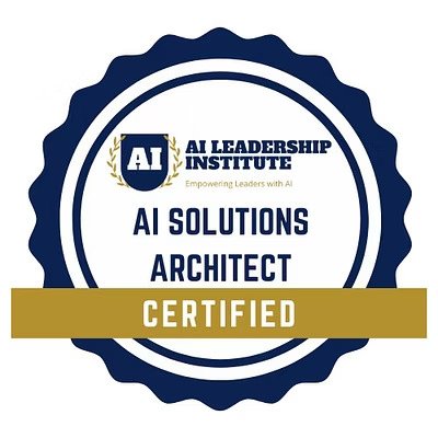 AI Solutions Architect - navy scalloped border with gold banner