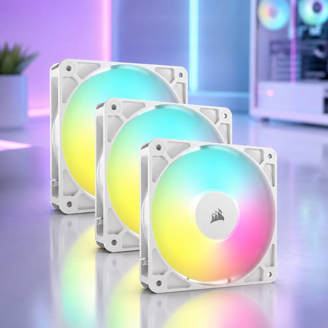 Corsair RS120 ARGB 120mm PWM Fans — Triple Pack White