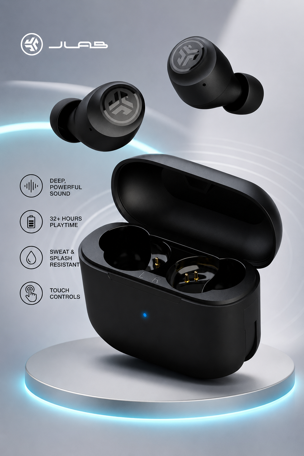 JLab Go Air Pop+ True Wireless Earbuds in Black