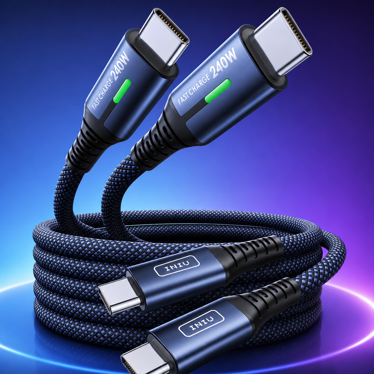 INIU 240W USB-C to USB-C Fast Charging Cable (2-Pack)