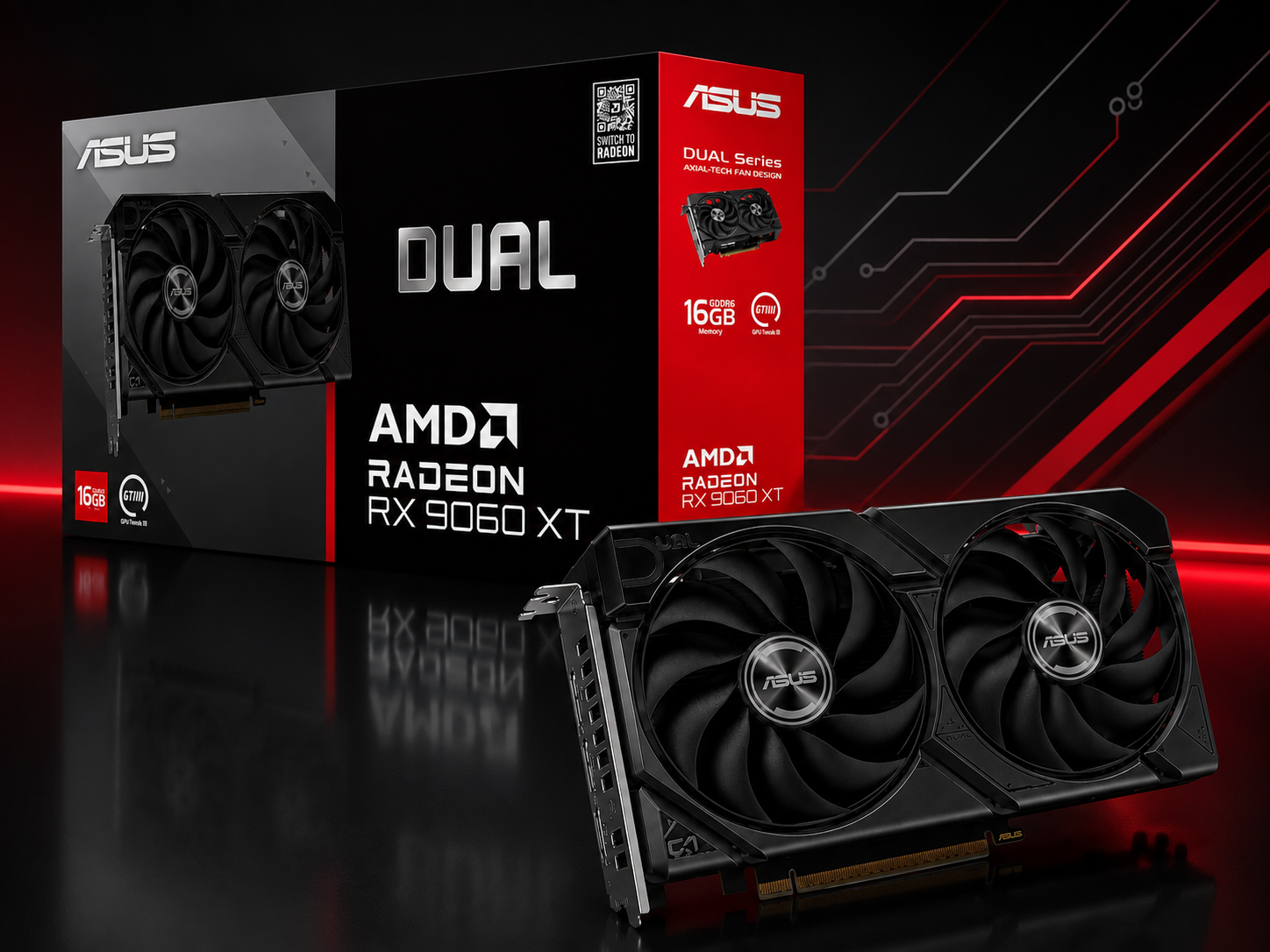 ASUS Dual AMD Radeon RX 9060 XT OC Edition 16GB GDDR6