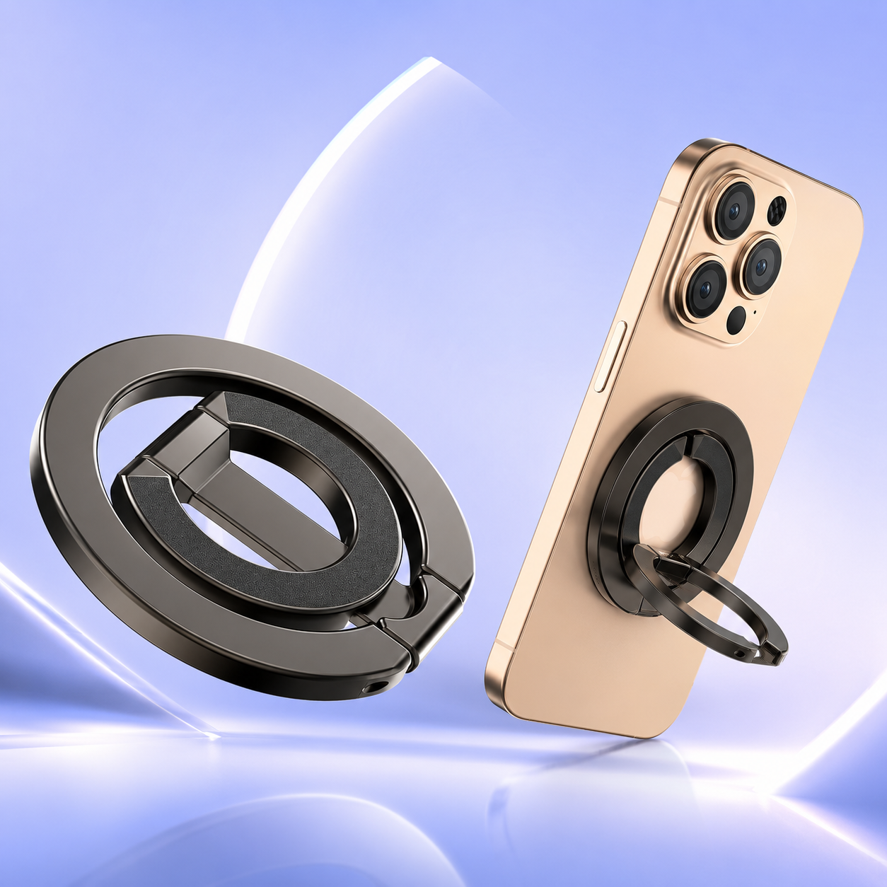 ZBHISHE Dual-Sided Magnetic Phone Ring Grip in Gray