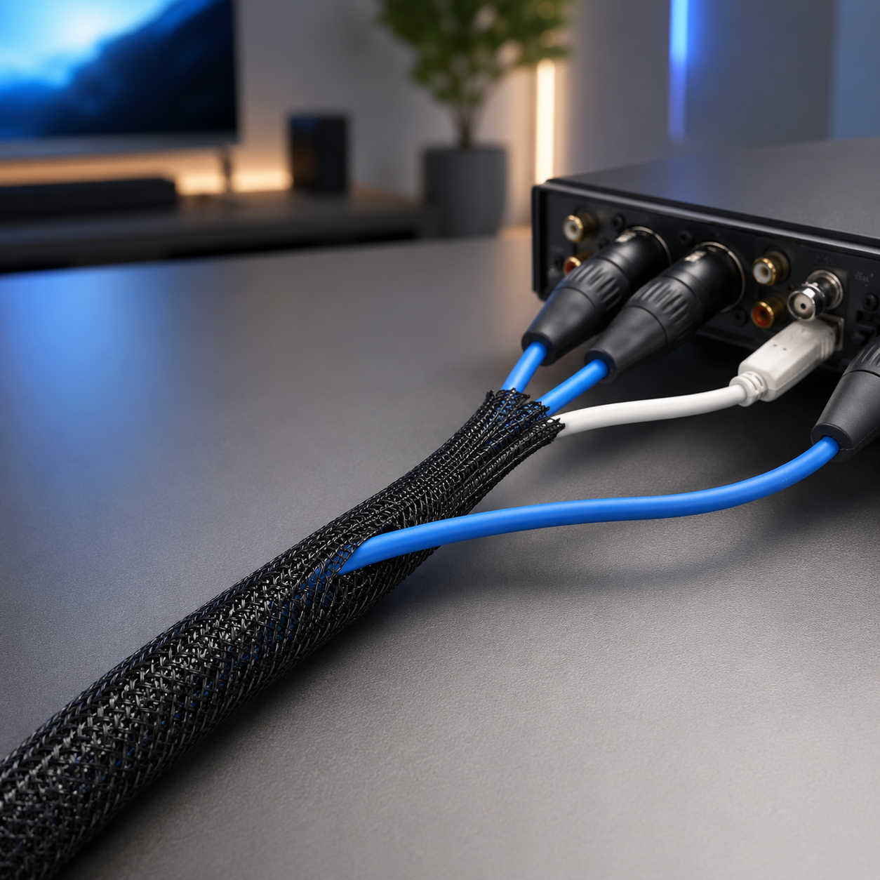 Black Braided Expandable Cable Sleeve — AV & Home Theater