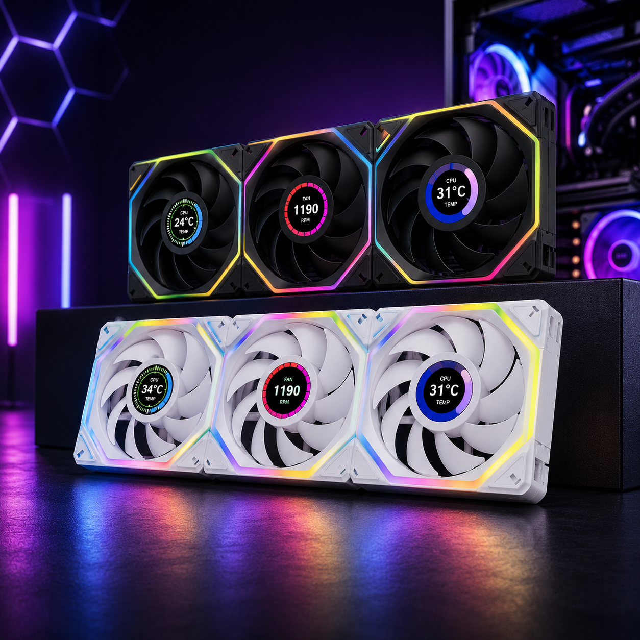 Lian Li UNI Fan SL LCD Wireless 120mm ARGB Fans — Triple Pack