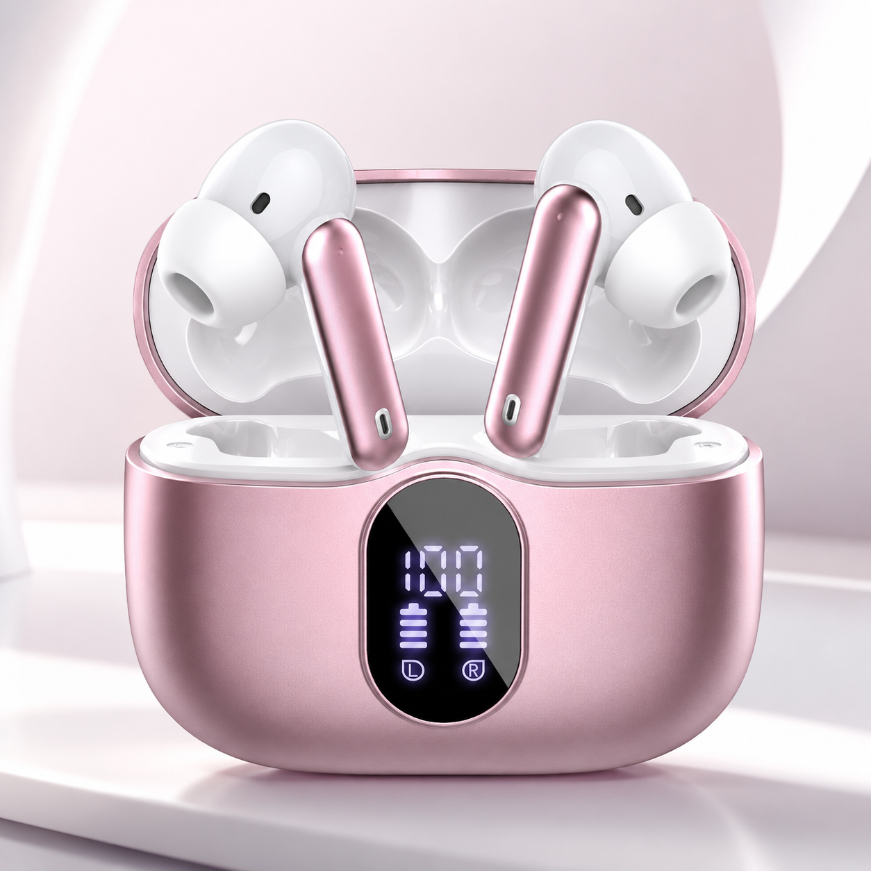 Btootos Bluetooth 5.4 Wireless Earbuds in Rose Gold