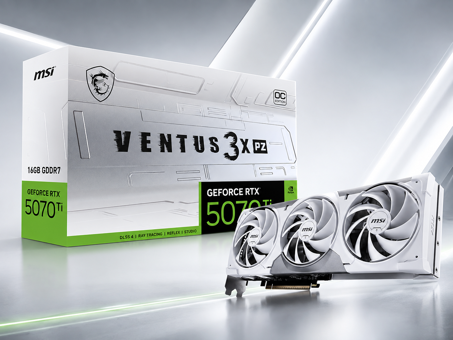 MSI Ventus 3X PZ GeForce RTX 5070 Ti OC 16GB GDDR7 — White