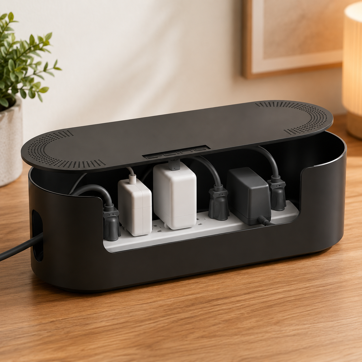 Rounded Cable Management Box — D-Line Slim Cord Organizer