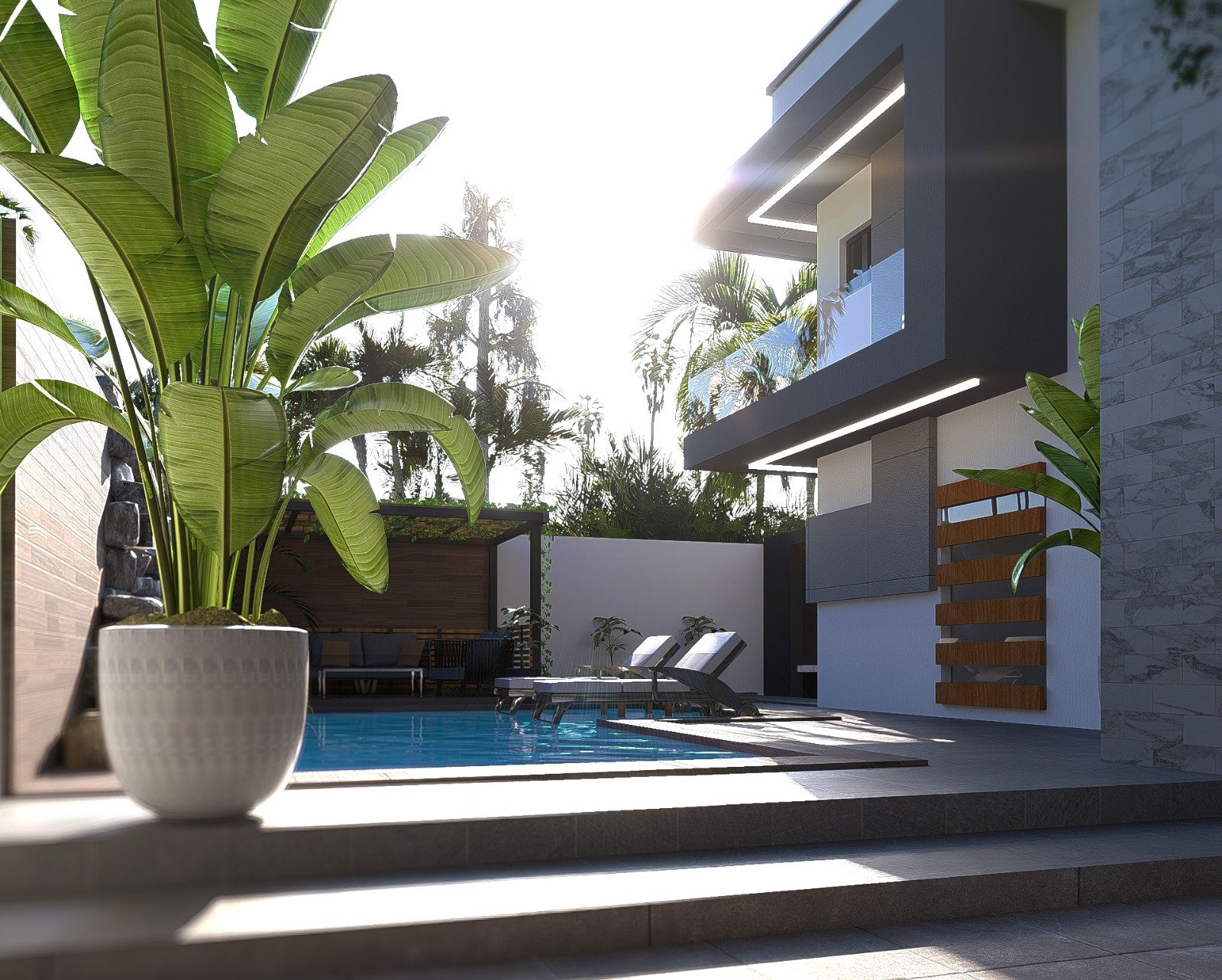 Piscine privée et terrasse baignées de soleil