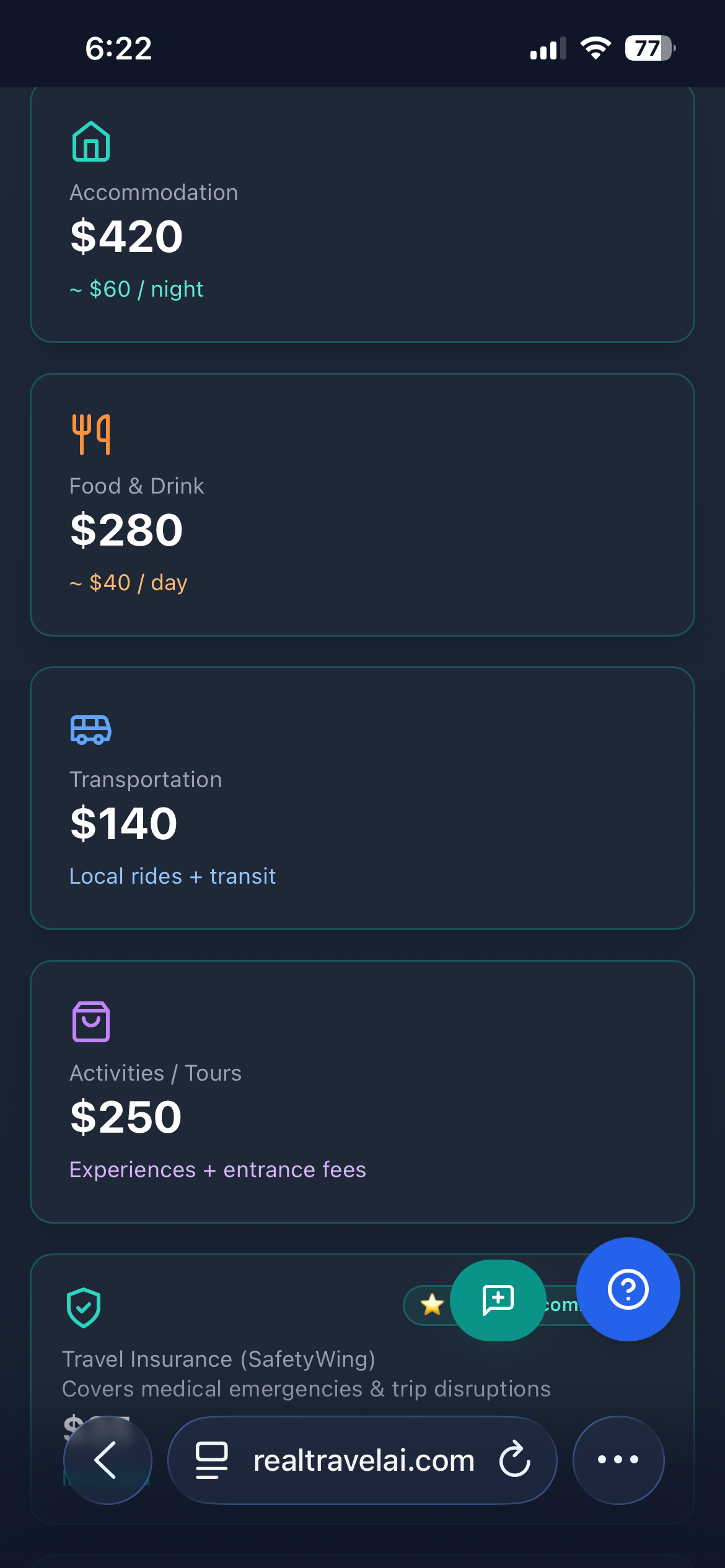Travel Budget Calculator Preview