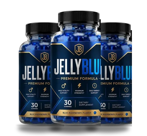 Three bottles of JellyBlue Gummies