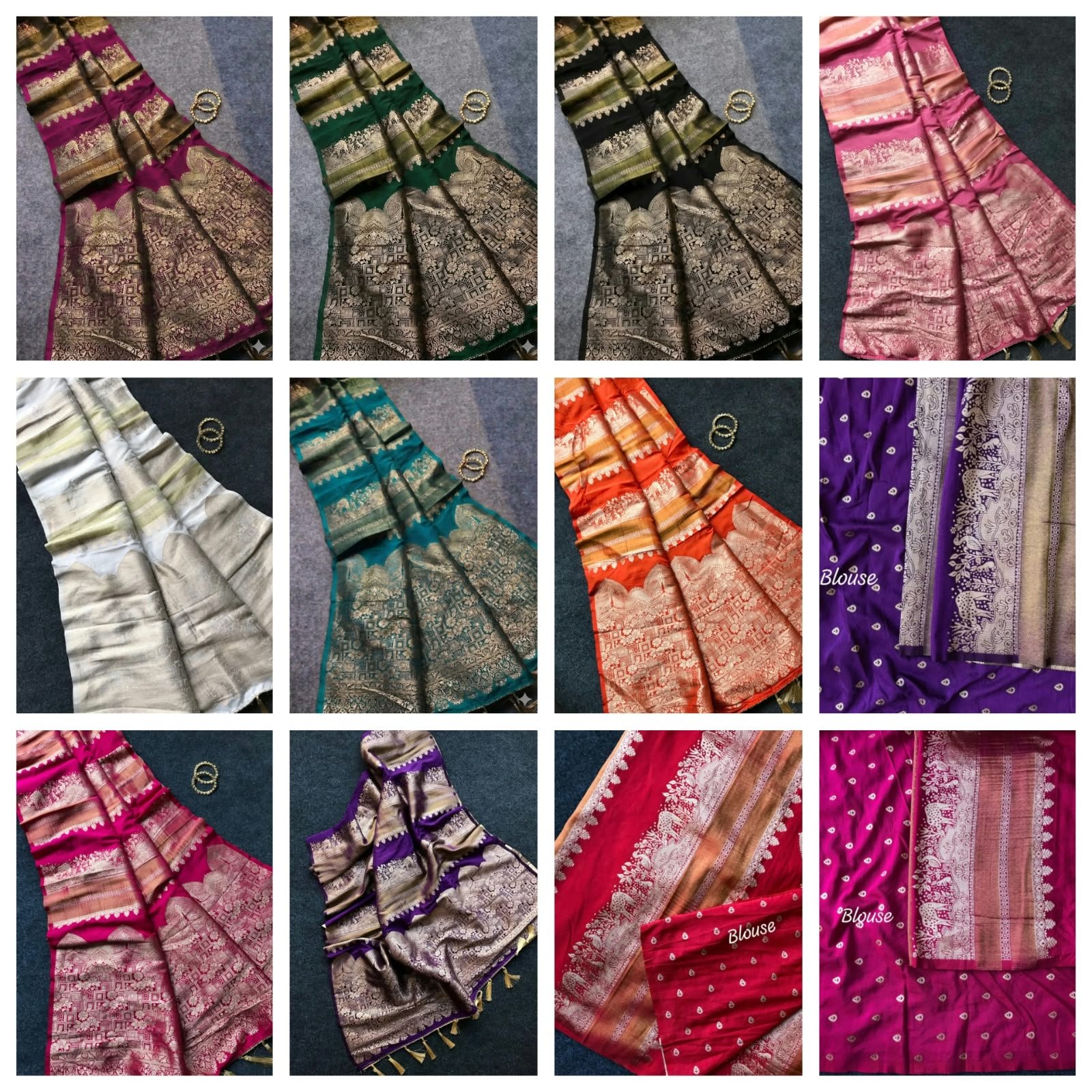 Rich Crepe Khadi tissue Paithani silk saree with Rich Jari Wooven Pallu with attached tassels and Golden jari KALAKARI & peacock weaving all over the body Elegant golden jari border featuring peacock & floral motifs detailing on the border