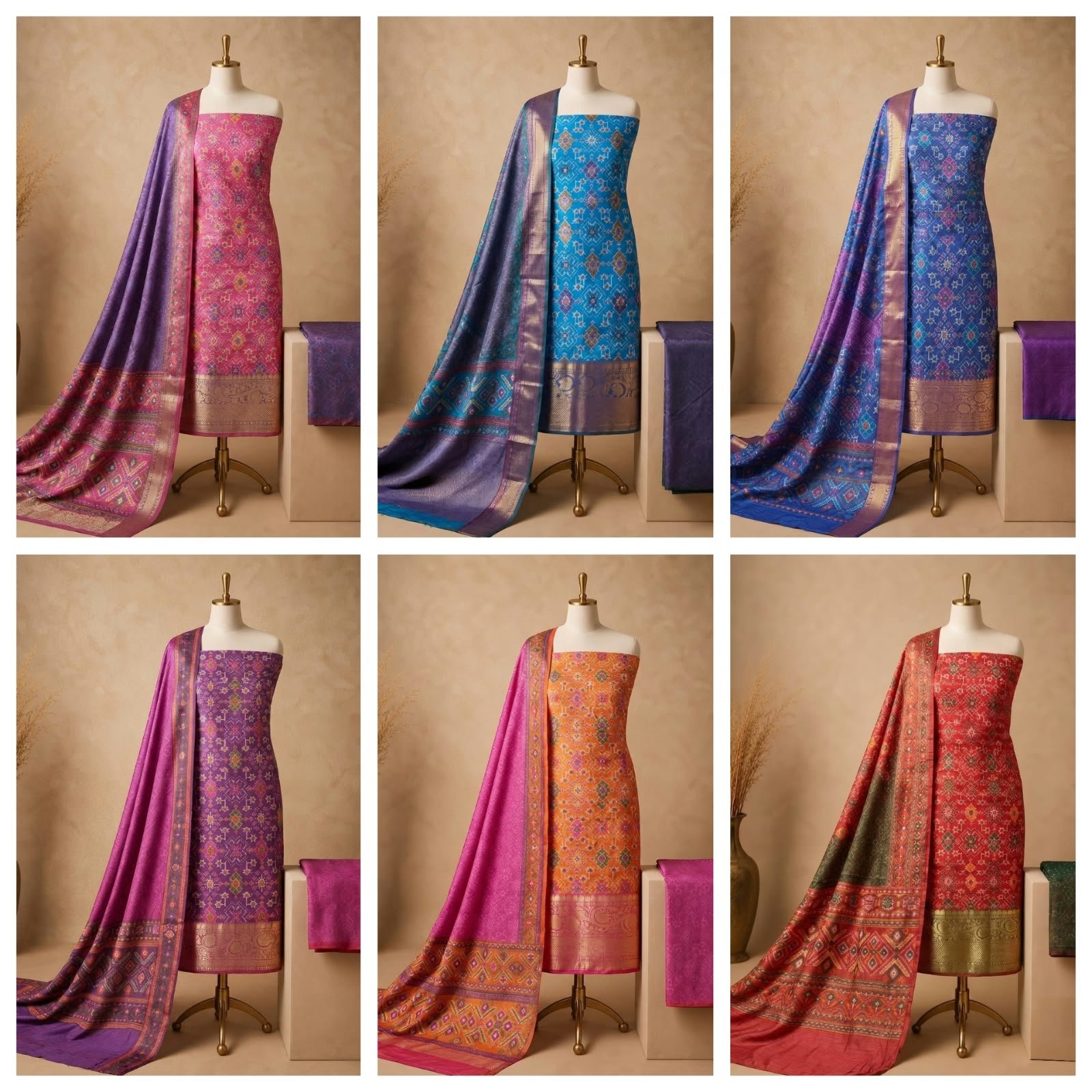 PURE GADHWAL SILK PATOLA DIGITAL PRINT WITH PAITHANI BORDER .. 6.50 mtr full set with duppatta