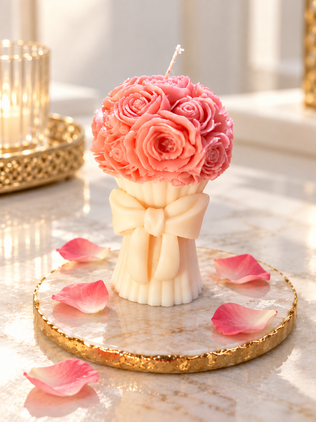 Rose Bouquet Pillar Candle