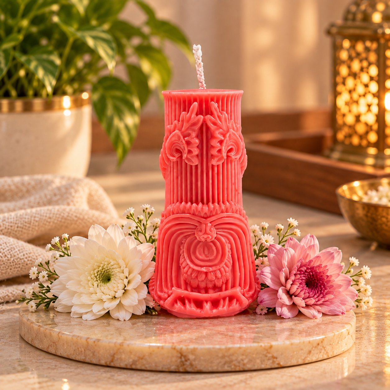 Ornate Temple Pillar Candle