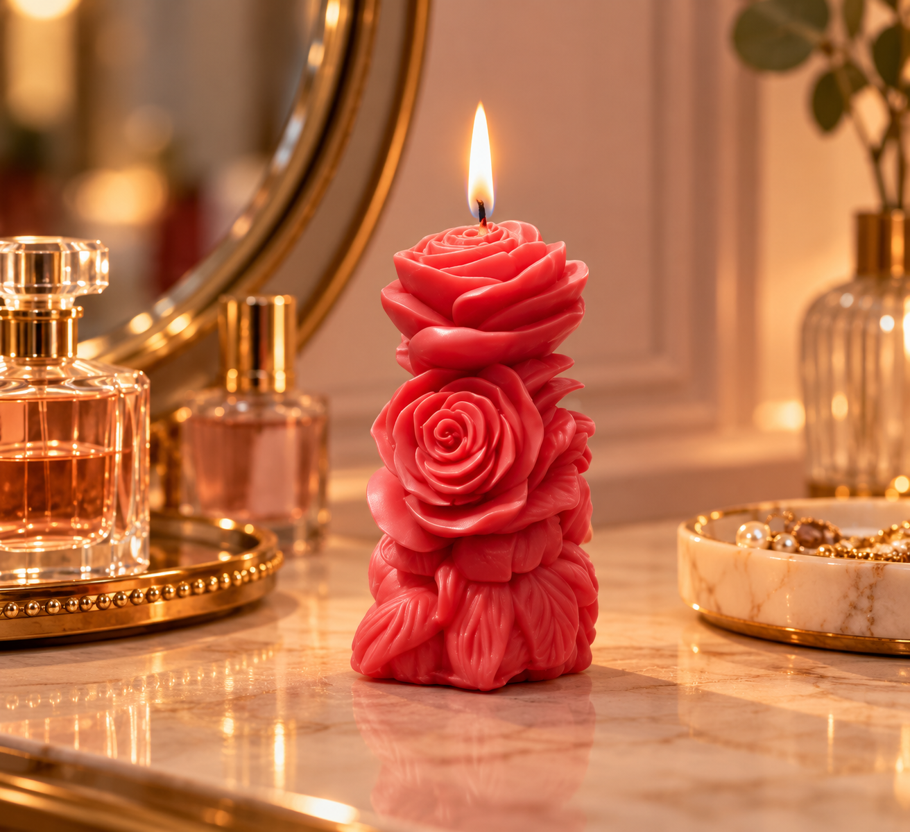 Rose Tower Pillar Candle