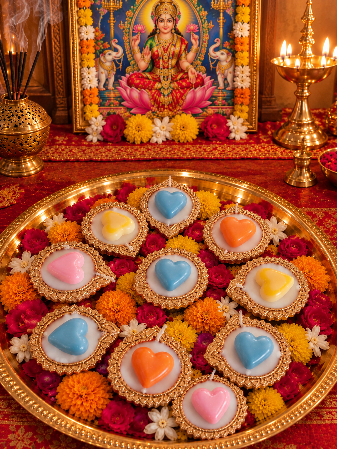 Festive Heart Diya Candles