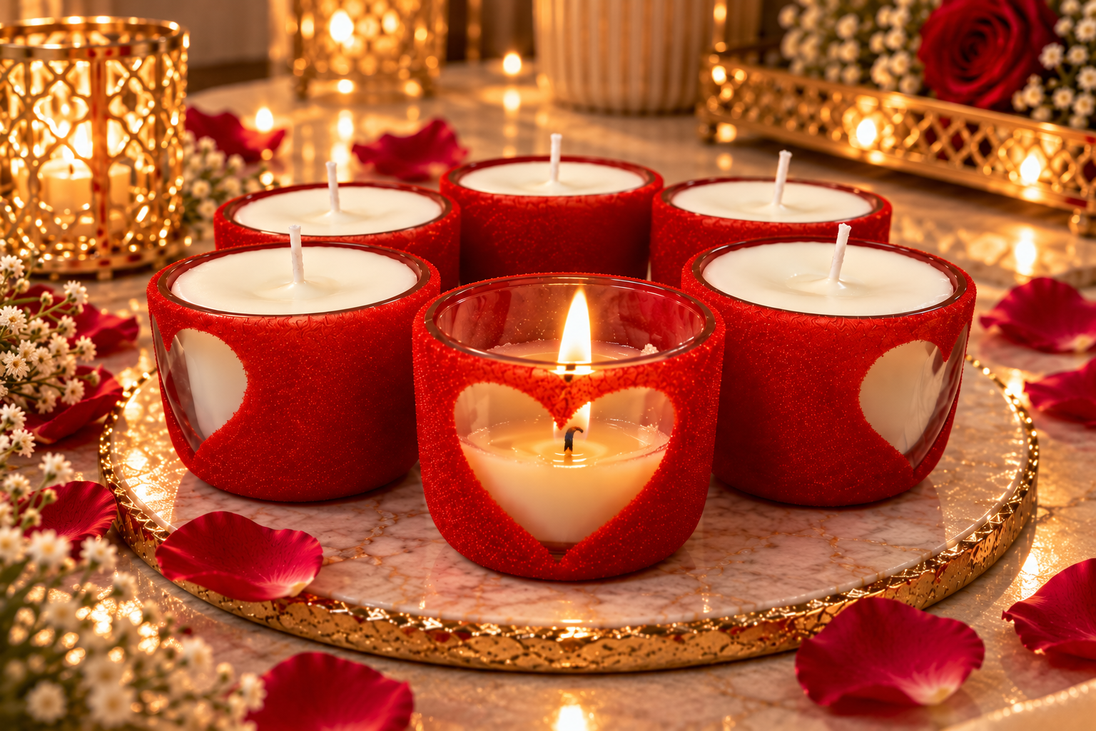 Velvet Touch Heart Tealight - Pack of 4