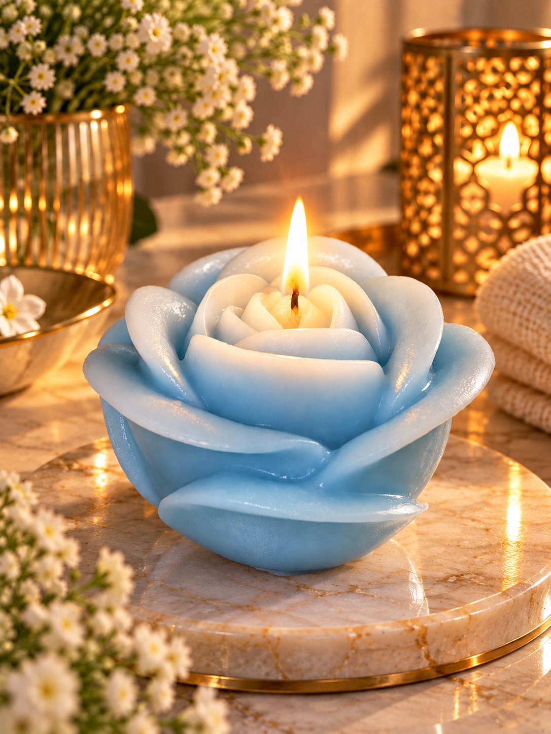 Blooming Rose Floral Candle