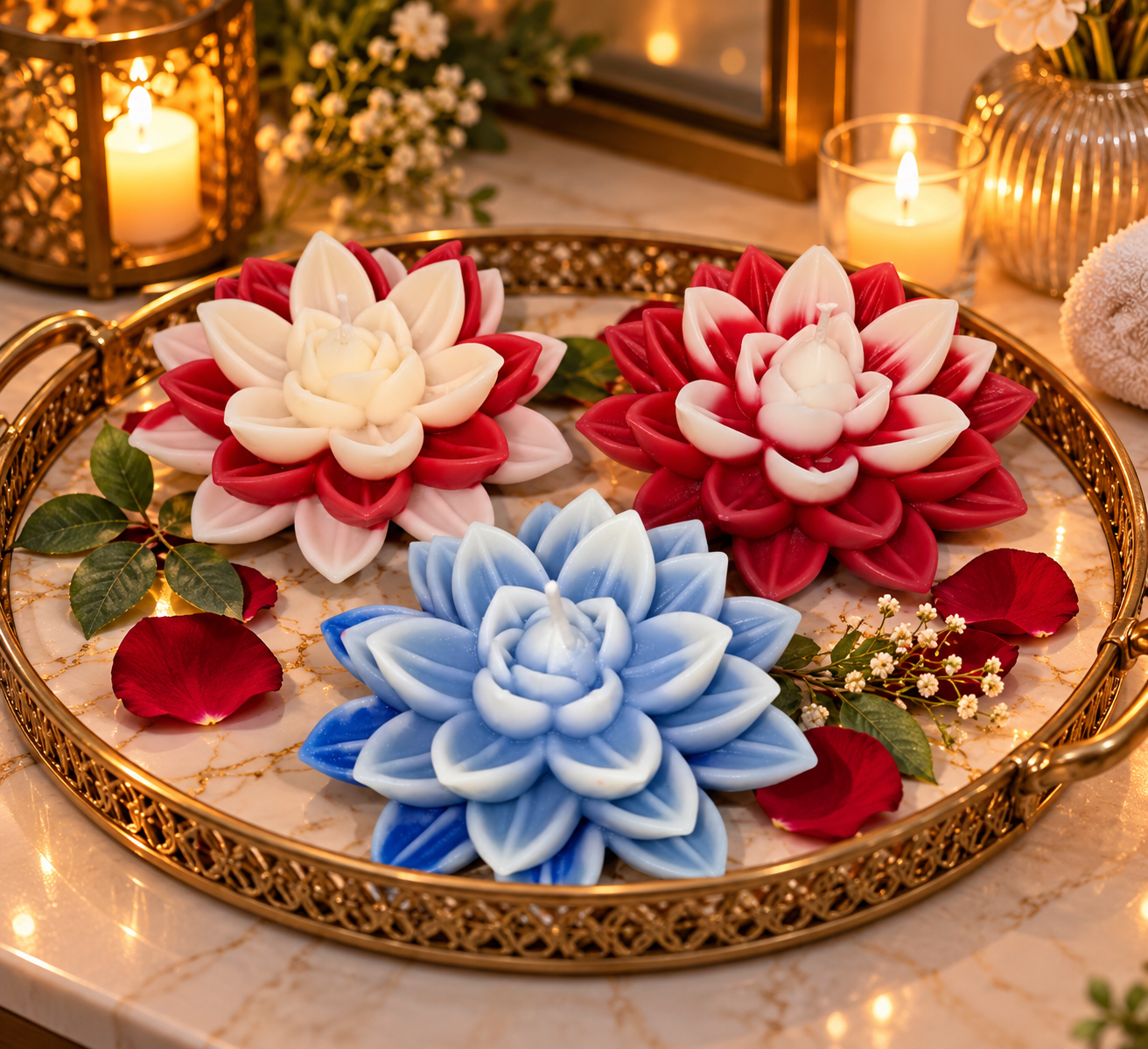 Multi-colour Lotus Candle