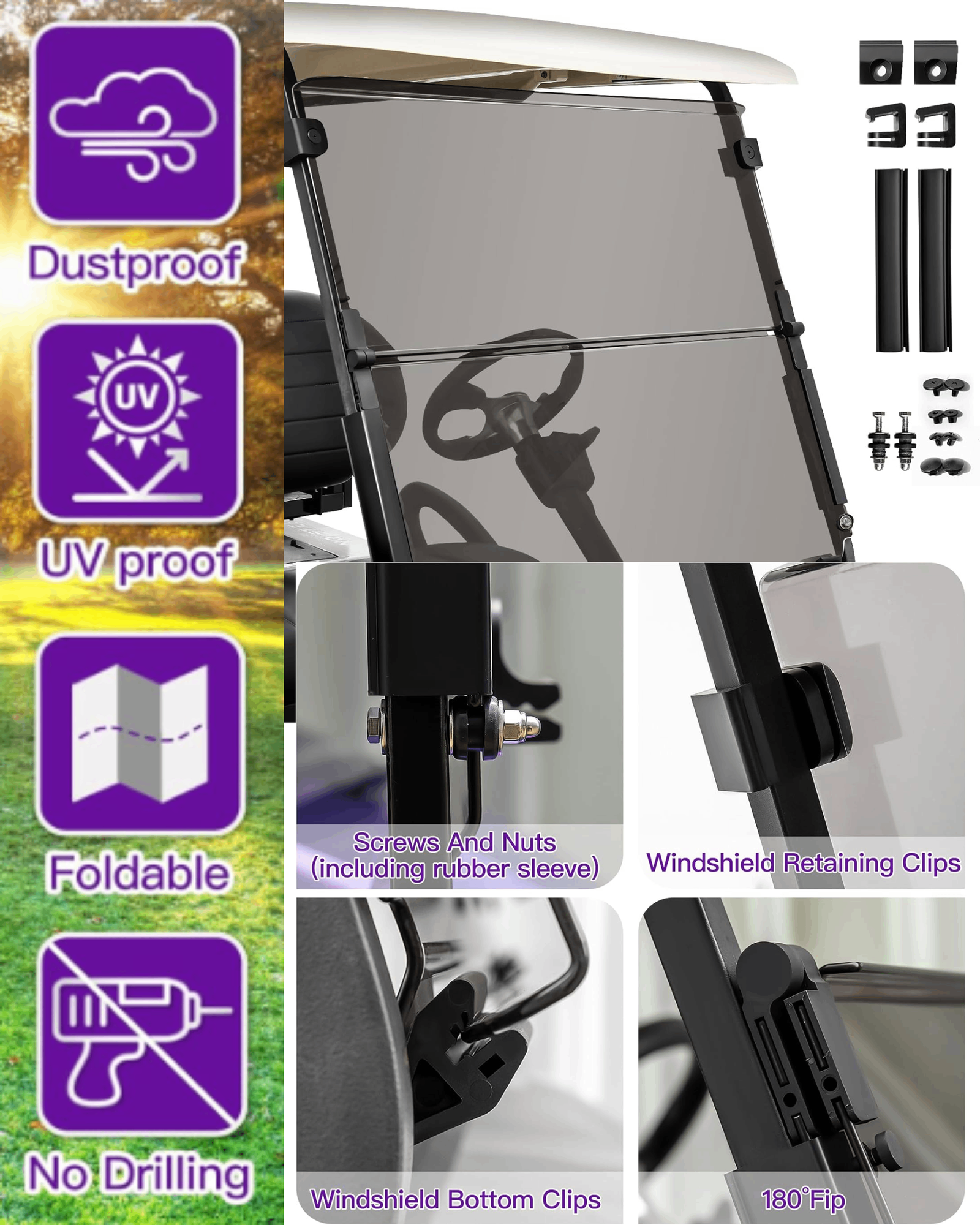 Windshields - Folding windshield with custom frame