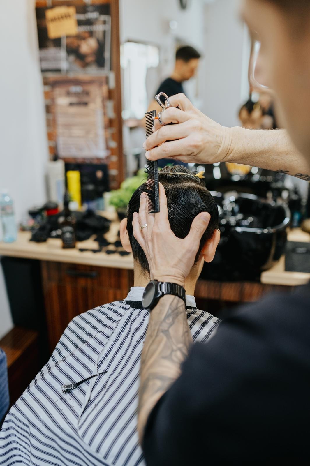 Barber training session with mentor
