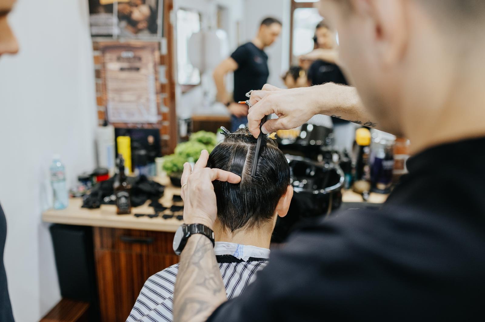 Barber training with instructor