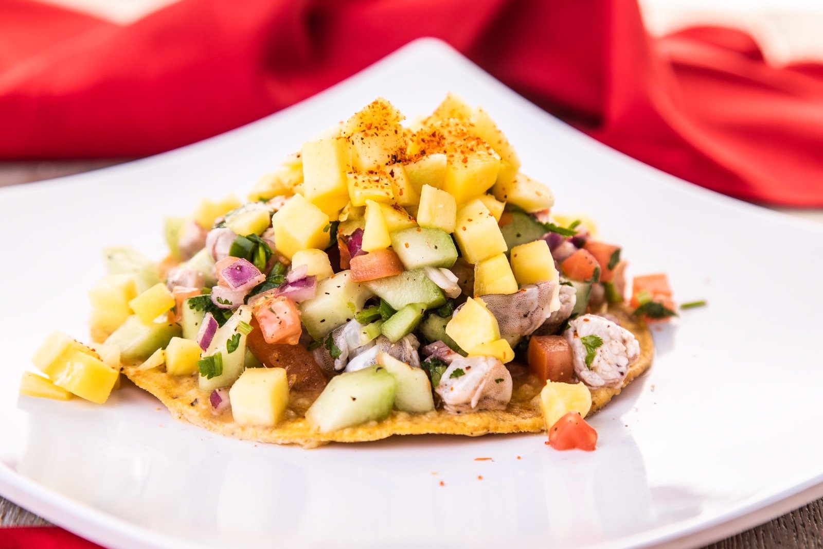 Mango Tostada — Tostada con Mango at Mariscos El Sanignacense
