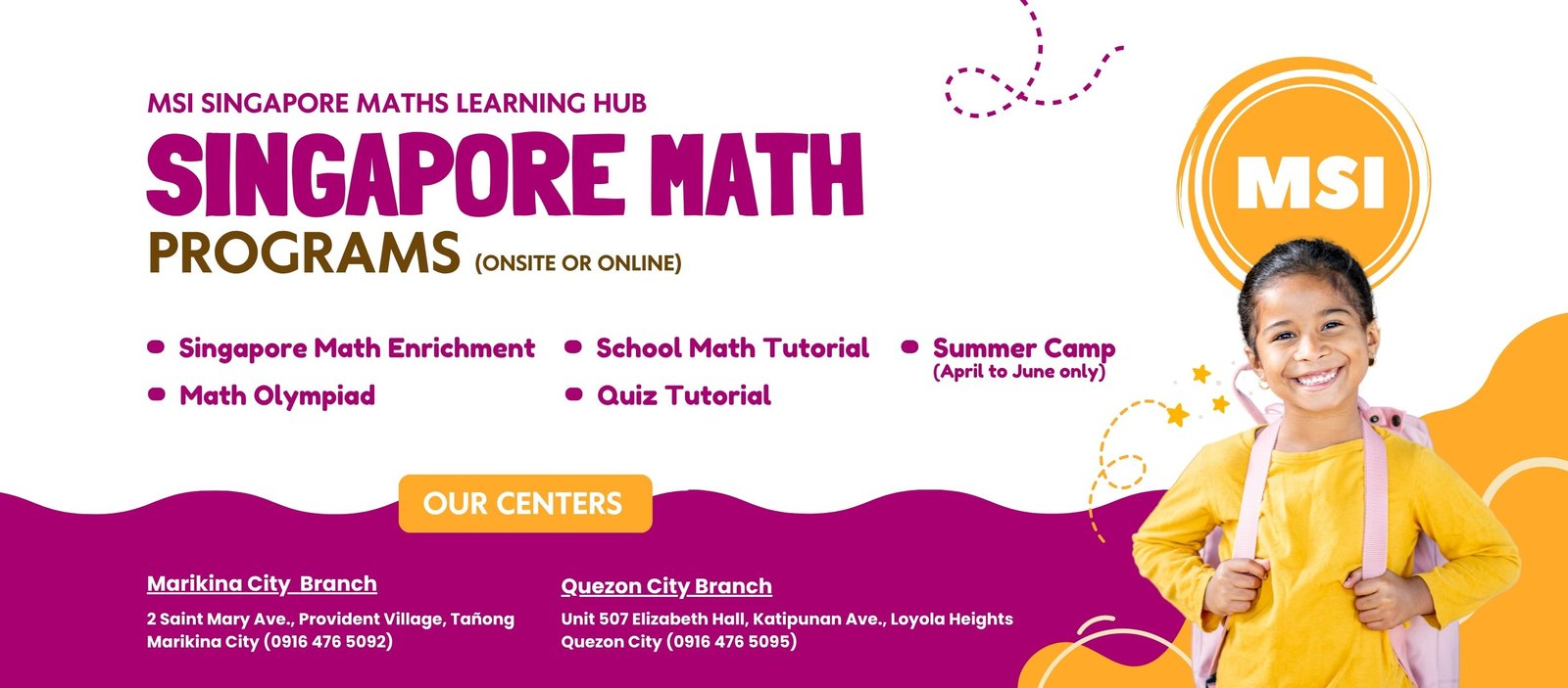 Msi Math MSI Singapore Maths Learning Hub Programs and Centers
