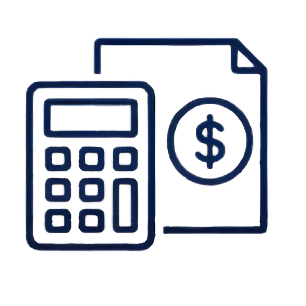 Calculator and dollar document icon for planning a remodeling budget