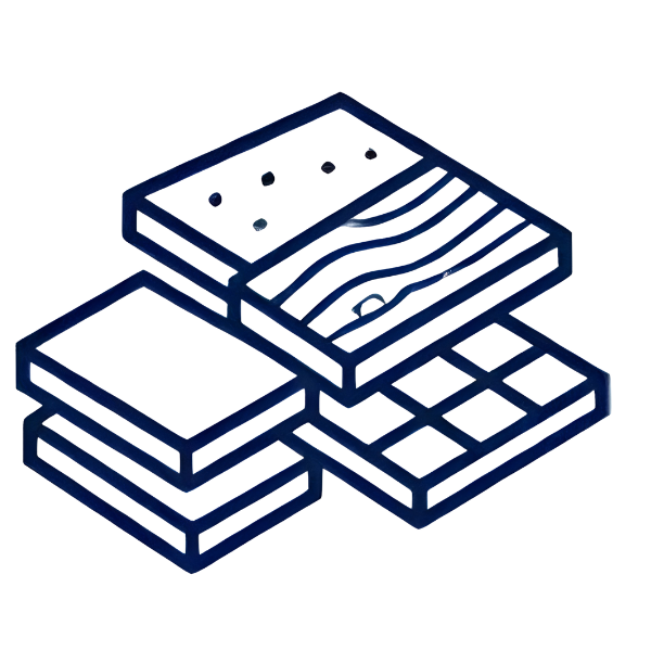 Layered construction materials icon for selecting remodeling materials