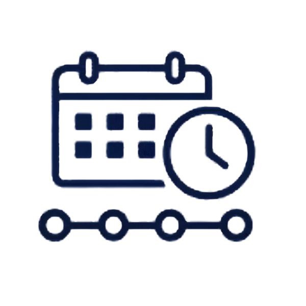 Calendar and clock icon for setting realistic remodeling timeline expectations