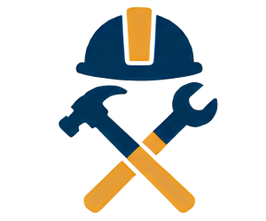 Illustration of crossed construction tools for general contracting