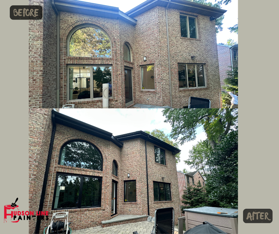 Teaneck home exterior after professional painting - modern white trim and updated appearance
