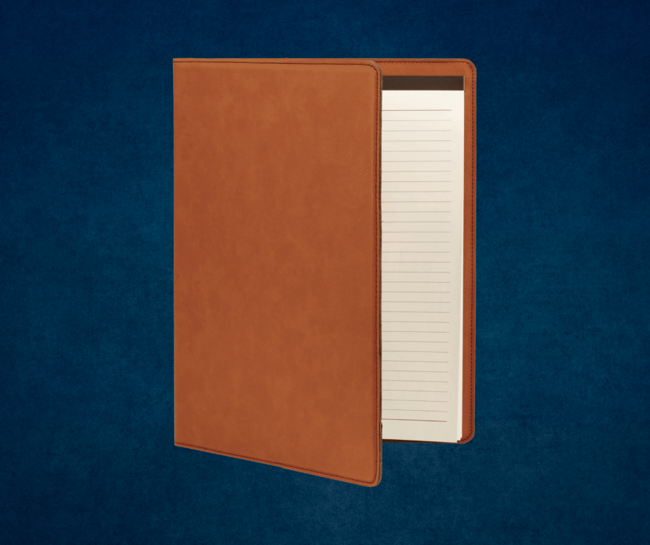 Classic brown leather portfolio with notepad