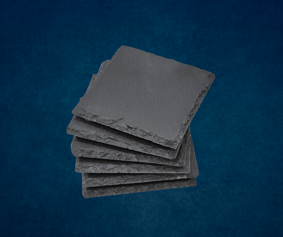 Stack of natural slate stone coasters