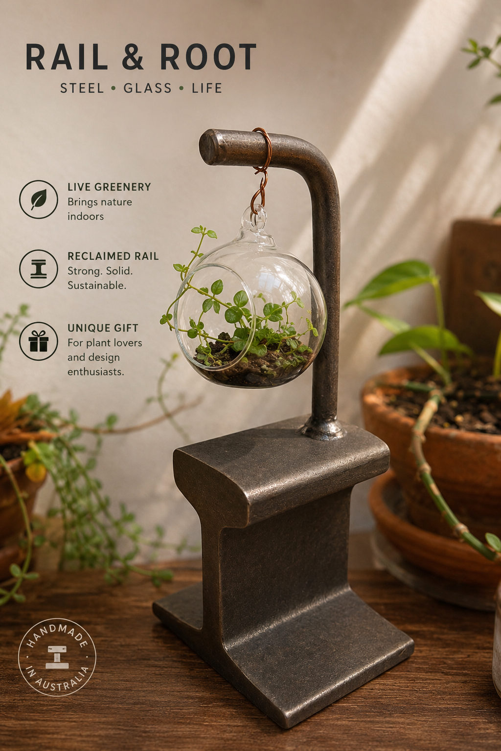Rail & Root Hanging Terrarium