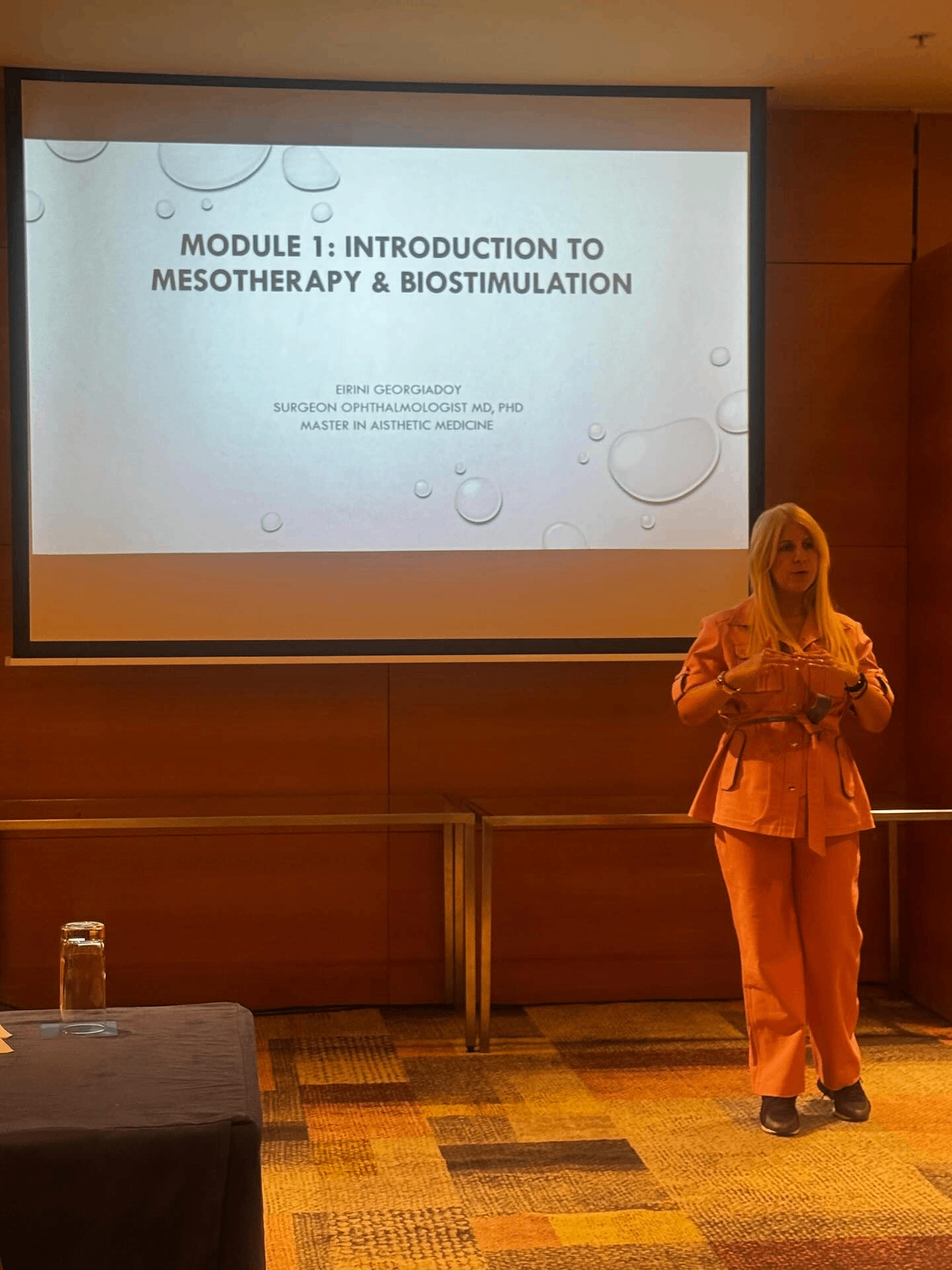 Dr. Georgiadou presenting at the Master in Aesthetic Medicine