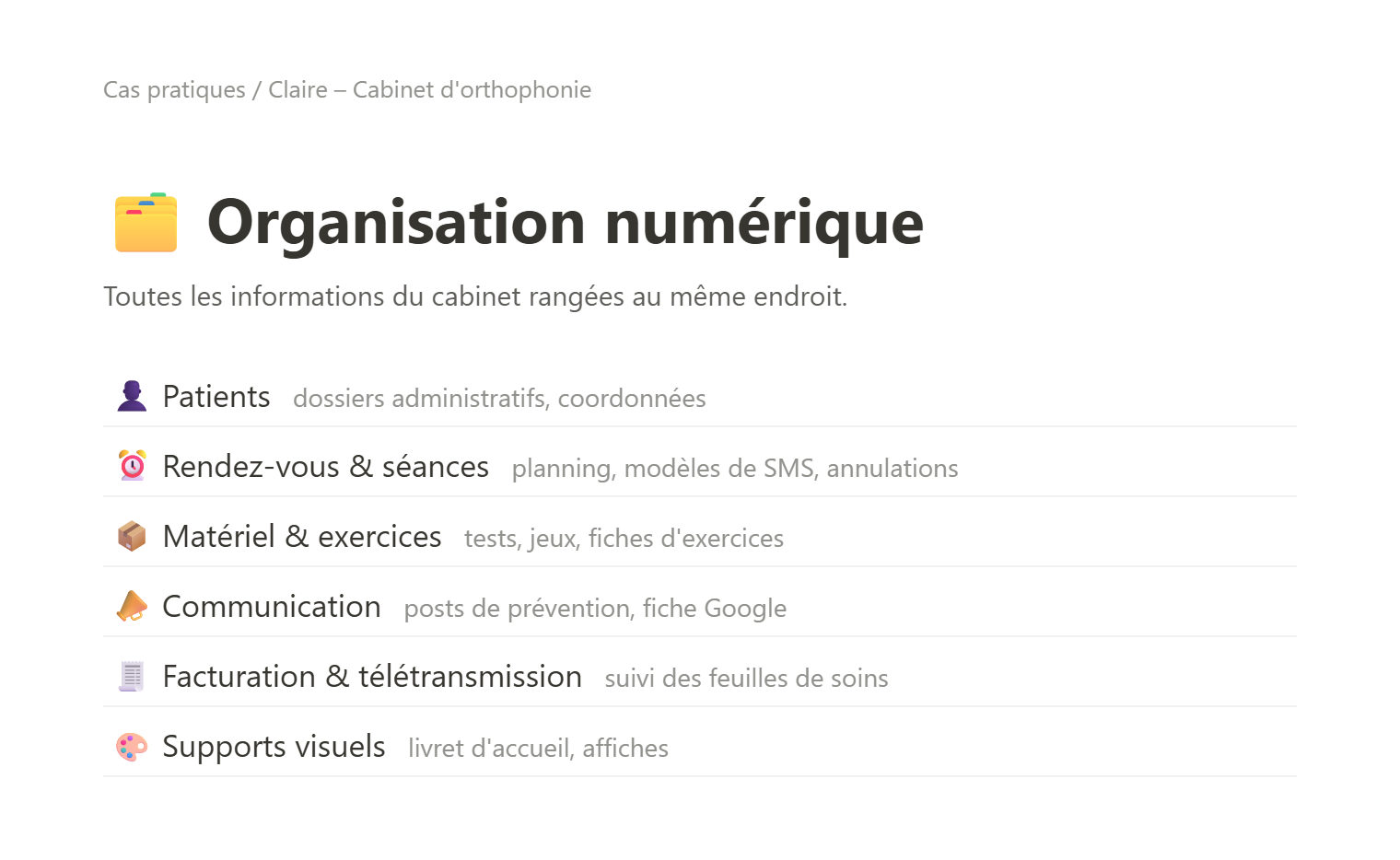 Espace partagé de centralisation des informations