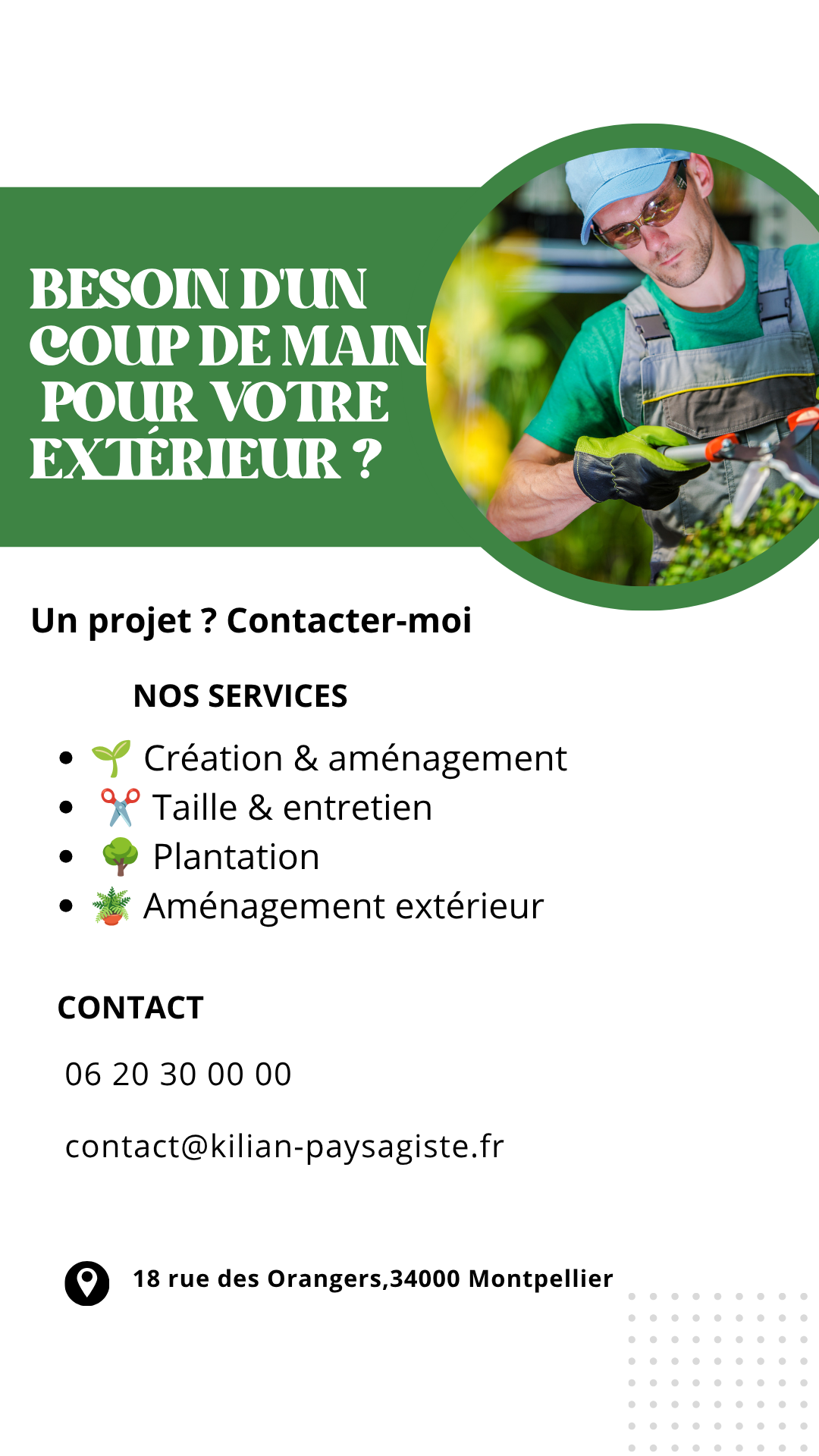 Story 1 — visuel pour l’activité de paysagiste