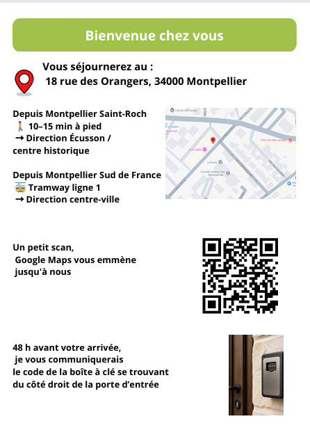 Livret d’accueil, accès et QR code