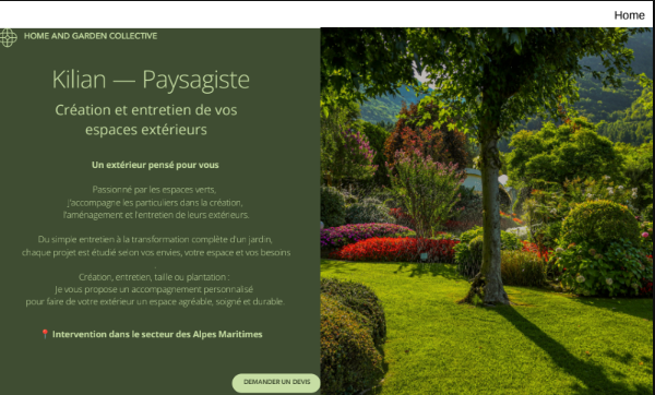 Site vitrine — Kilian, paysagiste