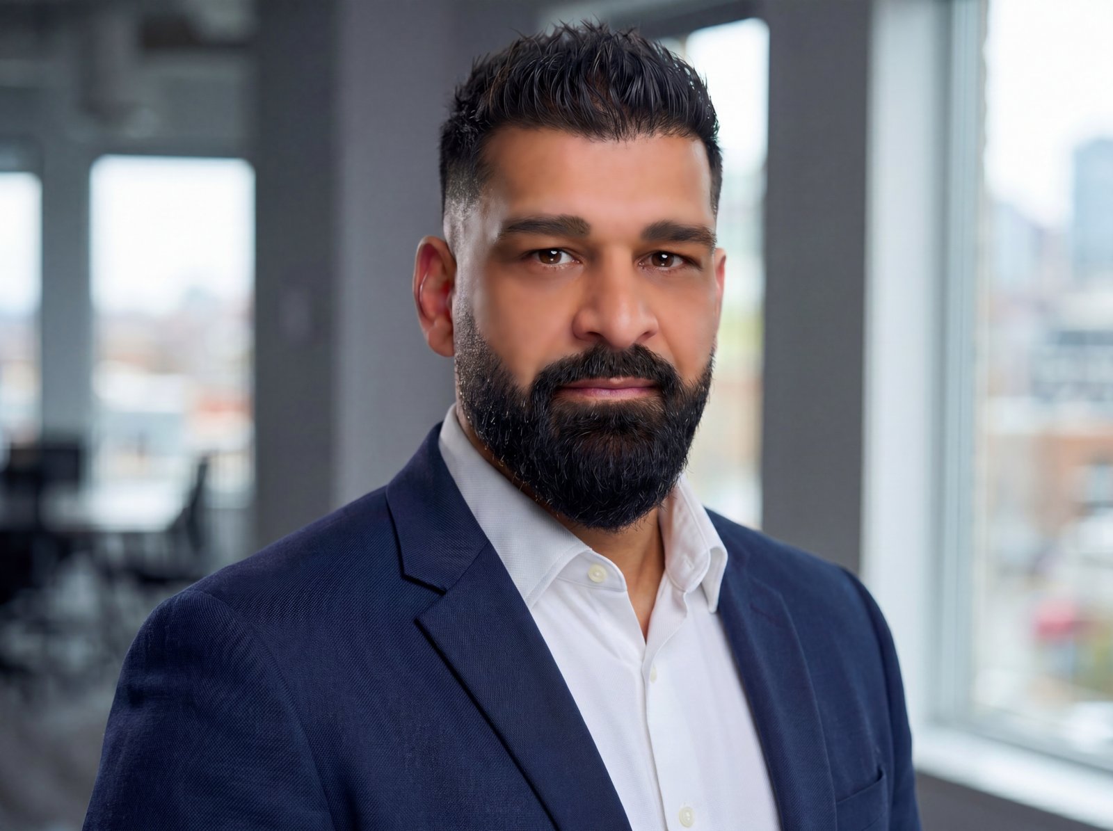 Arfan Sabir, transformation and growth leader, photographed in a London office