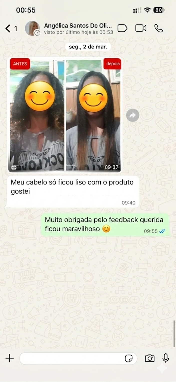 Comparação antes e depois mostrando transformação do cabelo