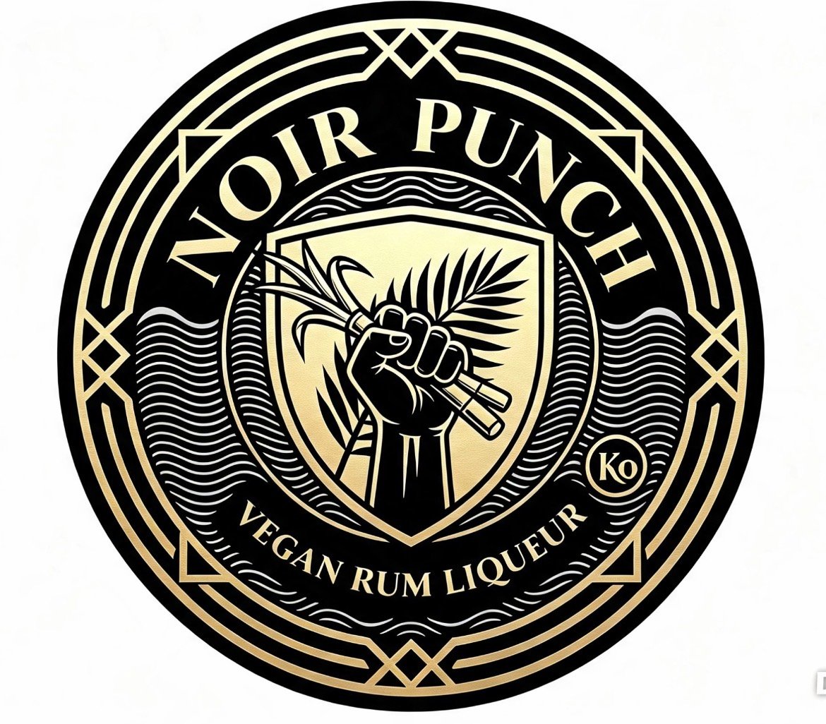 Noir Punch emblem — a raised fist holding sugar cane within an art-deco crest