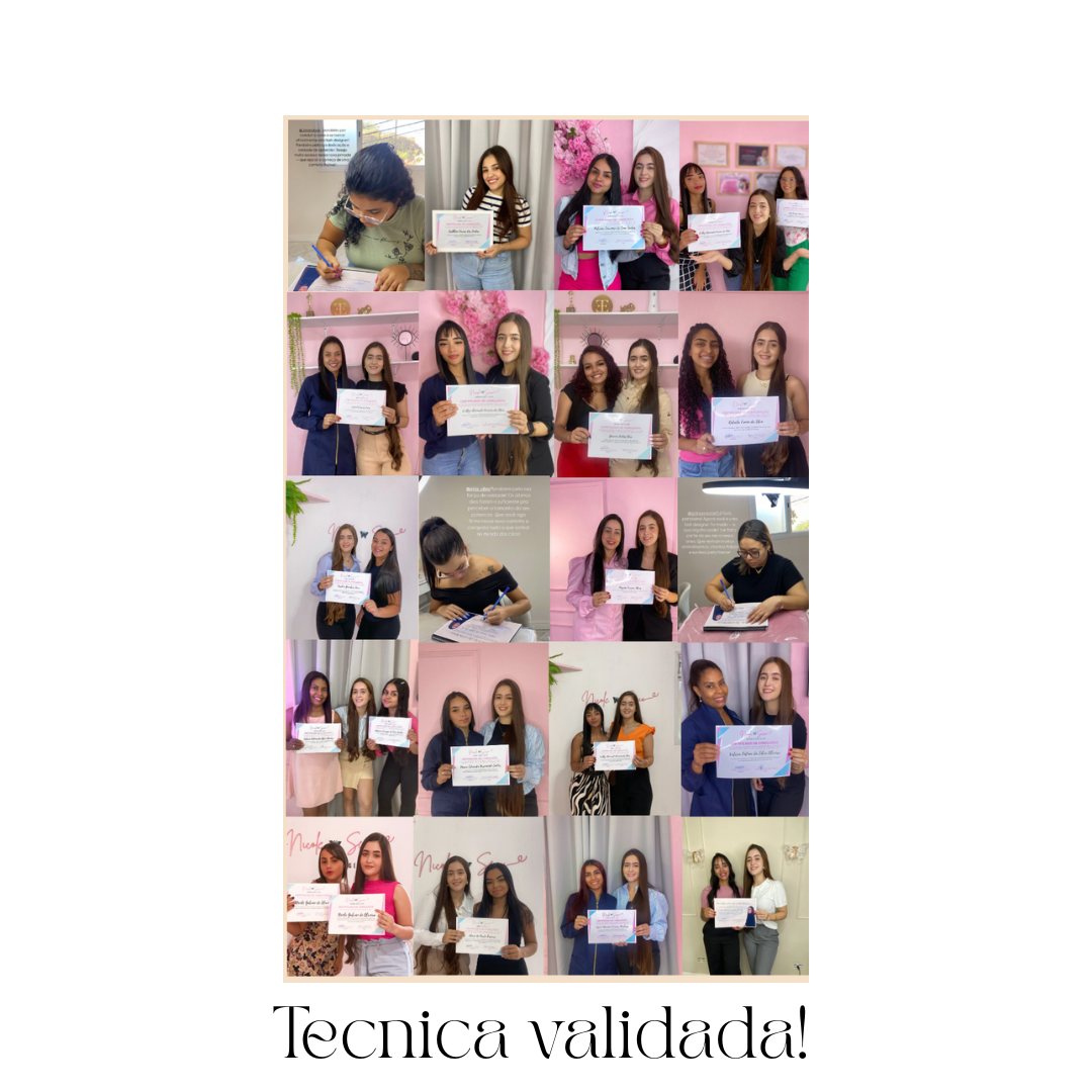Alunas com certificados — técnica validada