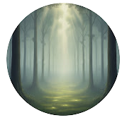 Your Still Space channel logo - forest pathway on circular background