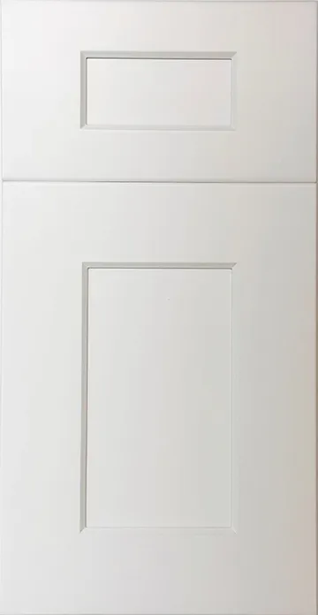 White Shaker matte ready-to-assemble cabinet door sample by HS Kitchens Studio
